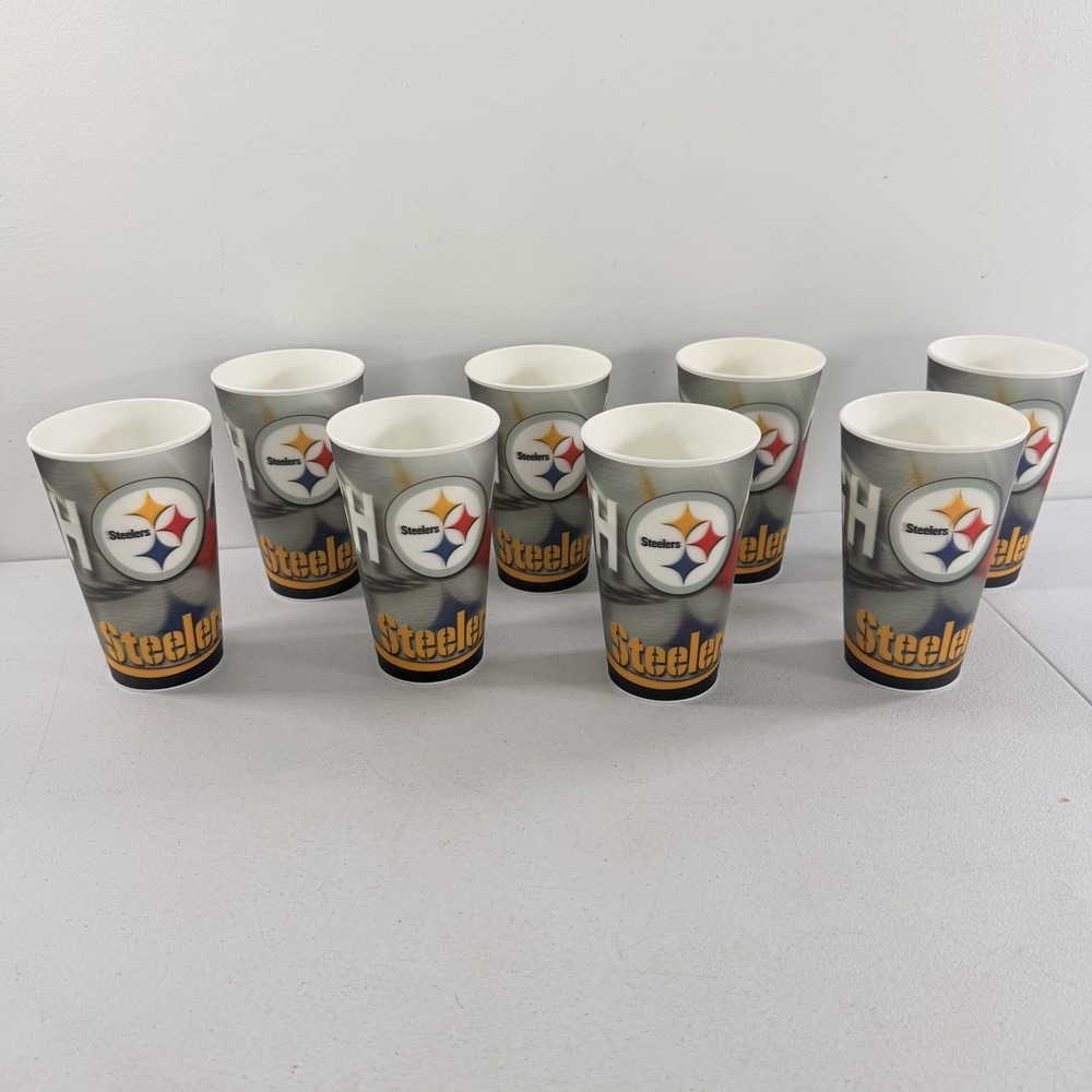 Lot Of 8 Pittsburgh Steelers NFL 3-D Flicker Plastic Cups Spirit Cups 16oz